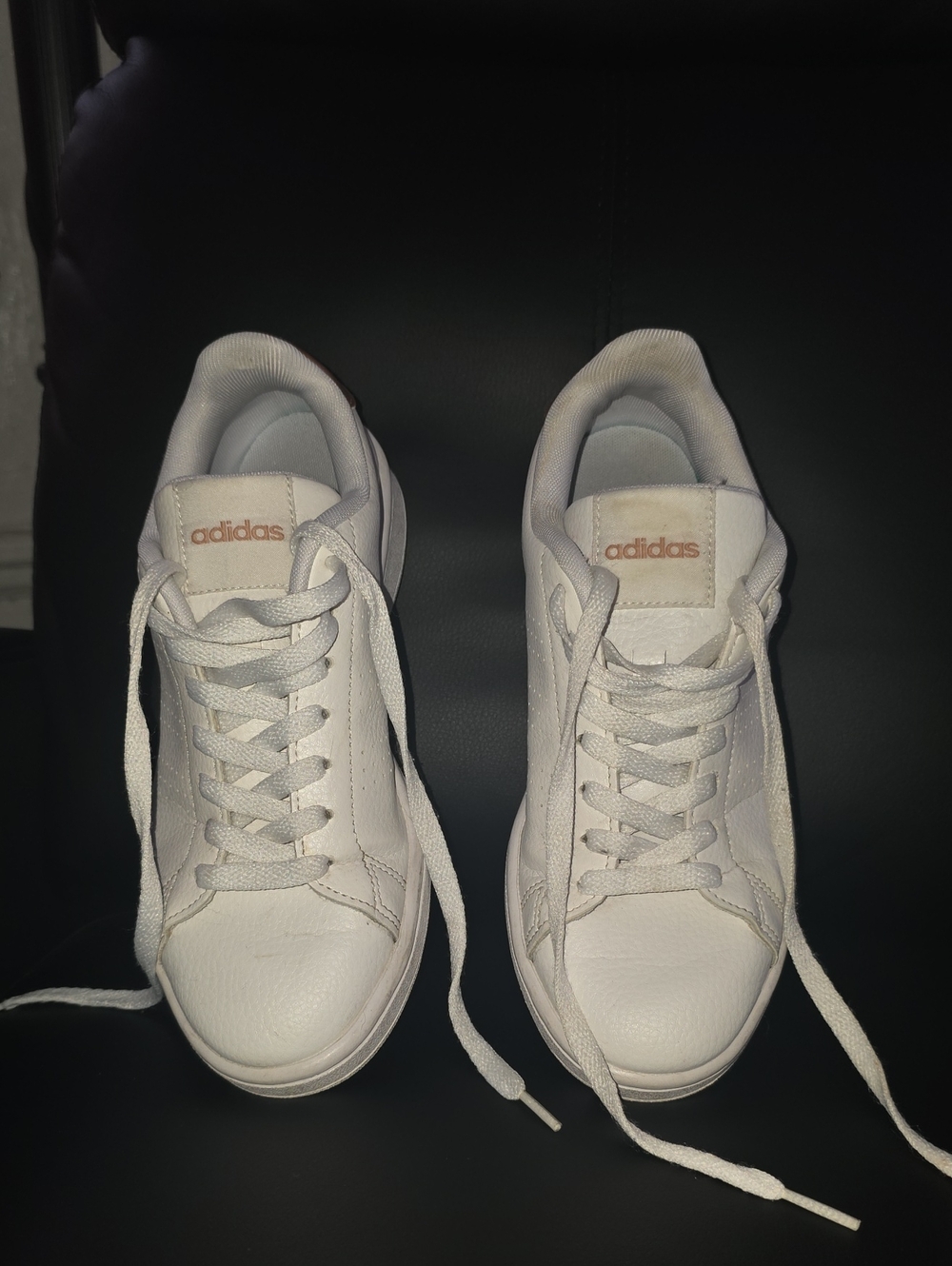 adidas White Leather Sneakers with Blush Logo